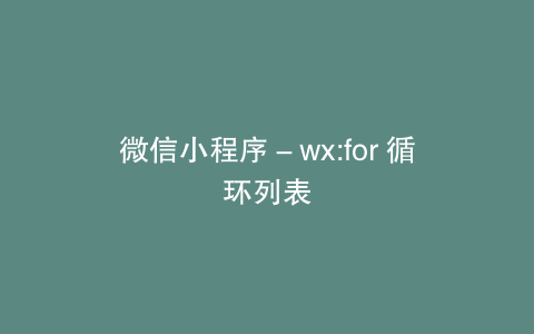 微信小程序－wx:for 循环列表