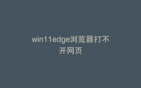 win11edge浏览器打不开网页