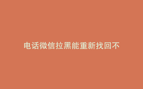 电话微信拉黑能重新找回不