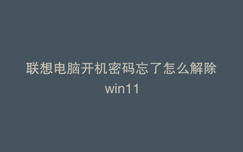 联想电脑开机密码忘了怎么解除win11