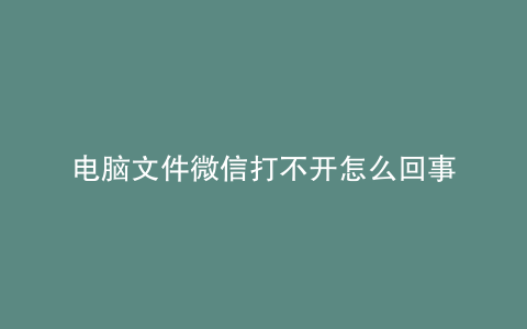 电脑文件微信打不开怎么回事