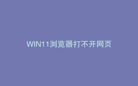 WIN11浏览器打不开网页