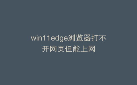win11edge浏览器打不开网页但能上网
