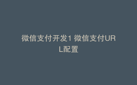 微信支付开发1 微信支付URL配置