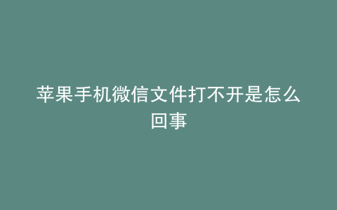 苹果手机微信文件打不开是怎么回事