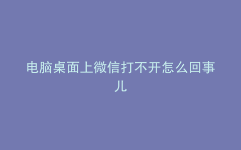 电脑桌面上微信打不开怎么回事儿
