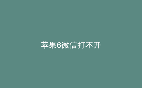 苹果6微信打不开