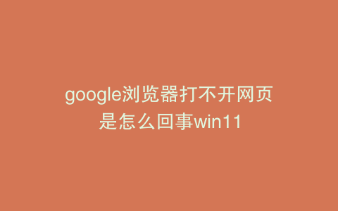 google浏览器打不开网页是怎么回事win11