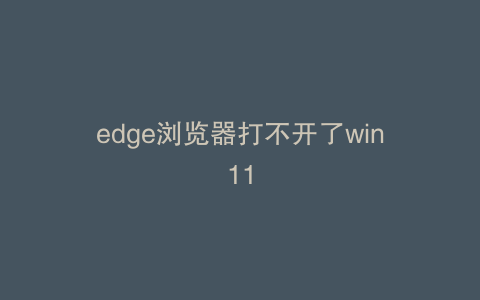 edge浏览器打不开了win11