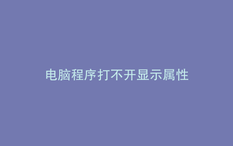 电脑程序打不开显示属性
