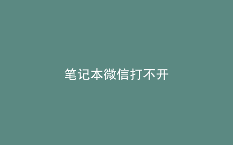笔记本微信打不开