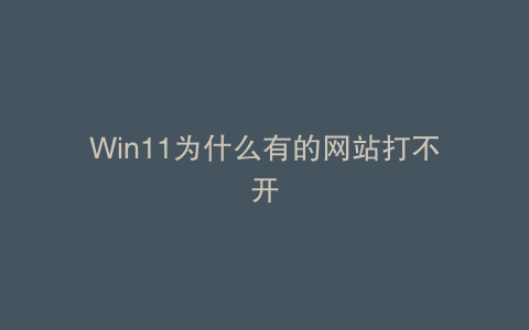 Win11为什么有的网站打不开