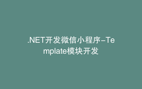 .NET开发微信小程序-Template模块开发