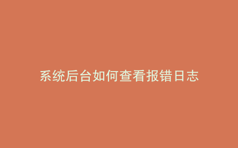 系统后台如何查看报错日志