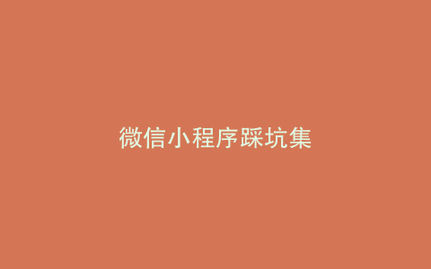 微信小程序踩坑集