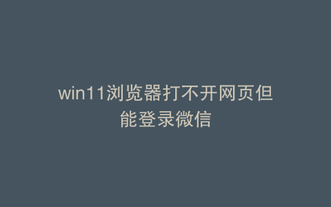win11浏览器打不开网页但能登录微信