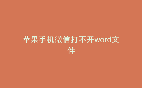 苹果手机微信打不开word文件