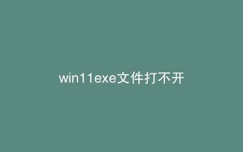 win11exe文件打不开