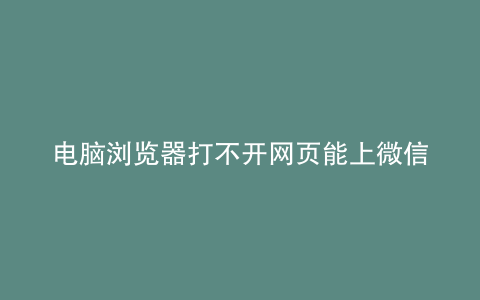 电脑浏览器打不开网页能上微信