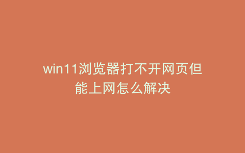 win11浏览器打不开网页但能上网怎么解决
