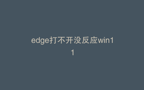 edge打不开没反应win11