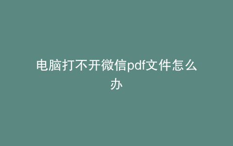 电脑打不开微信pdf文件怎么办