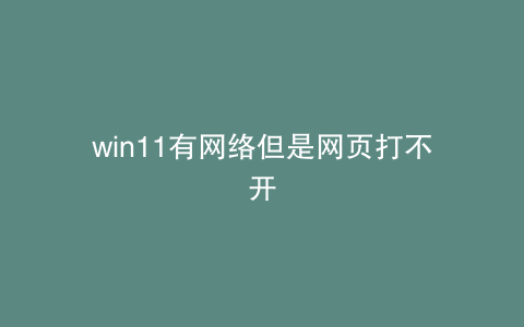 win11有网络但是网页打不开