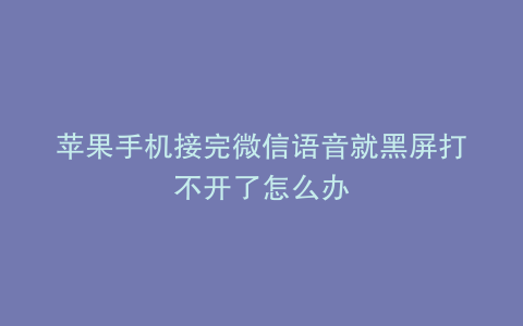 苹果手机接完微信语音就黑屏打不开了怎么办