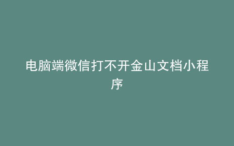 电脑端微信打不开金山文档小程序