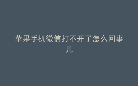 苹果手机微信打不开了怎么回事儿