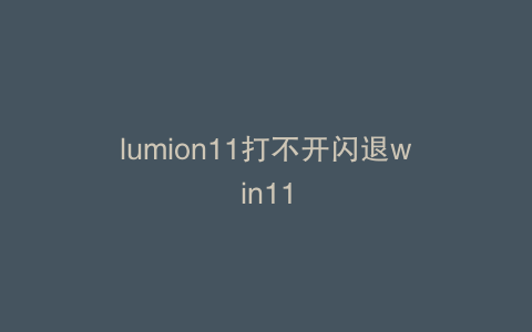 lumion11打不开闪退win11