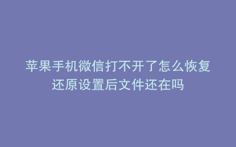 苹果手机微信打不开了怎么恢复还原设置后文件还在吗