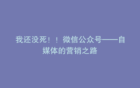 我还没死！！微信公众号——自媒体的营销之路