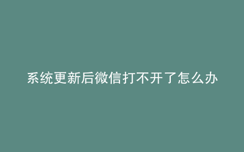 系统更新后微信打不开了怎么办