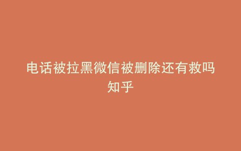电话被拉黑微信被删除还有救吗知乎