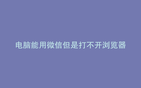 电脑能用微信但是打不开浏览器