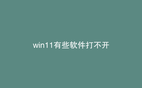 win11有些软件打不开