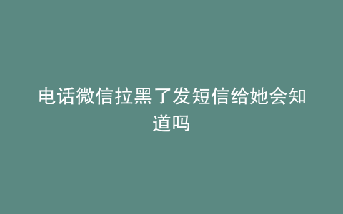 电话微信拉黑了发短信给她会知道吗