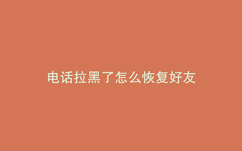 电话拉黑了怎么恢复好友