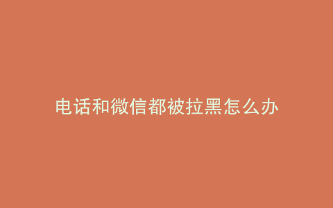电话和微信都被拉黑怎么办
