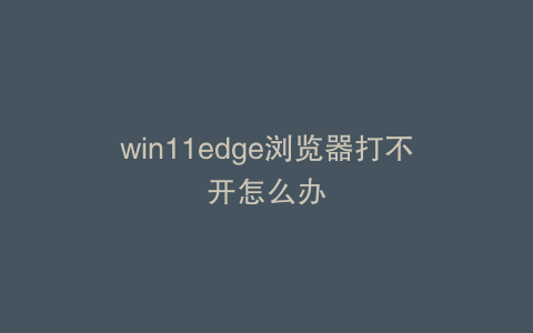 win11edge浏览器打不开怎么办