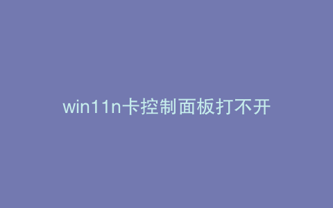 win11n卡控制面板打不开