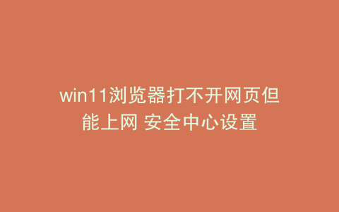 win11浏览器打不开网页但能上网 安全中心设置