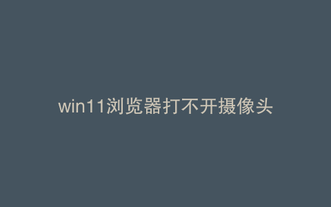 win11浏览器打不开摄像头