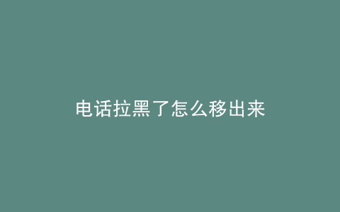 电话拉黑了怎么移出来