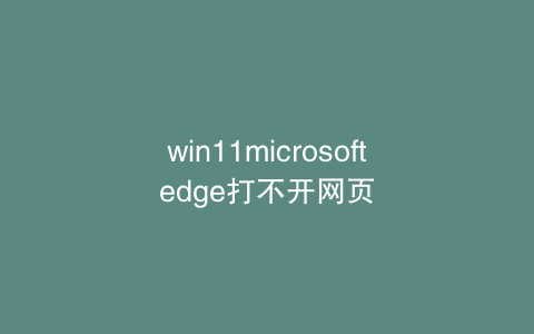 win11microsoftedge打不开网页