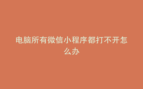 电脑所有微信小程序都打不开怎么办
