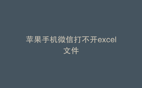 苹果手机微信打不开excel文件