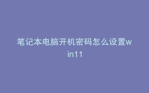 笔记本电脑开机密码怎么设置win11