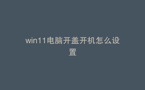 win11电脑开盖开机怎么设置